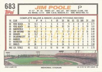 1992 Topps - Gold #683 Jim Poole Back