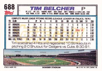 1992 Topps - Gold #688 Tim Belcher Back