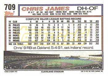 1992 Topps - Gold #709 Chris James Back