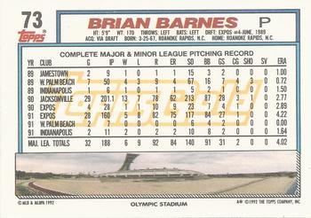 1992 Topps - Gold #73 Brian Barnes Back
