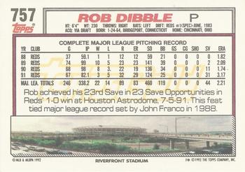 1992 Topps - Gold #757 Rob Dibble Back