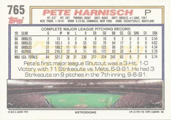 1992 Topps - Gold #765 Pete Harnisch Back