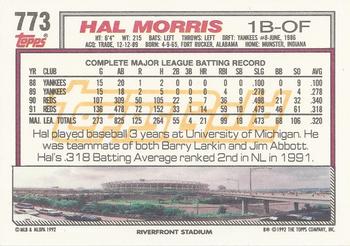 1992 Topps - Gold #773 Hal Morris Back