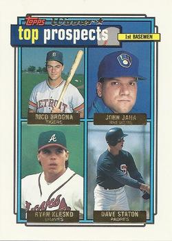 1992 Topps - Gold Winners #126 Rico Brogna / John Jaha / Ryan Klesko / Dave Staton Front