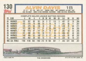 1992 Topps - Gold Winners #130 Alvin Davis Back