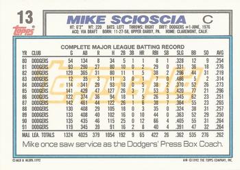 1992 Topps - Gold Winners #13 Mike Scioscia Back