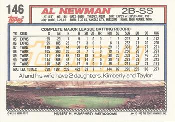 1992 Topps - Gold Winners #146 Al Newman Back