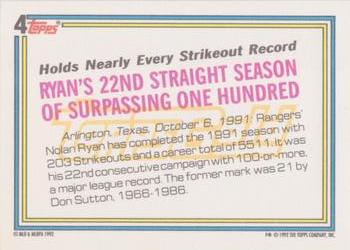 1992 Topps - Gold Winners #4 Nolan Ryan Back