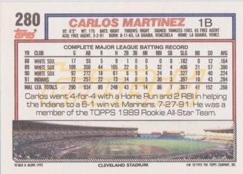 1992 Topps - Gold Winners #280 Carlos Martinez Back