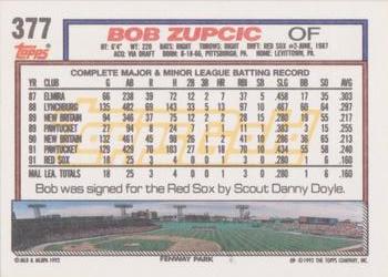 1992 Topps - Gold Winners #377 Bob Zupcic Back