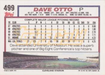 1992 Topps - Gold Winners #499 Dave Otto Back