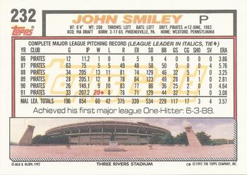 1992 Topps - Gold Winners #232 John Smiley Back