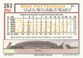 1992 Topps - Gold Winners #263 Bob Patterson Back