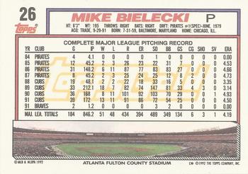 1992 Topps - Gold Winners #26 Mike Bielecki Back
