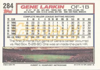 1992 Topps - Gold Winners #284 Gene Larkin Back