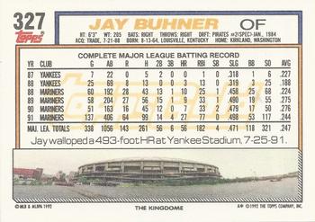 1992 Topps - Gold Winners #327 Jay Buhner Back