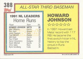 1992 Topps - Gold Winners #388 Howard Johnson Back