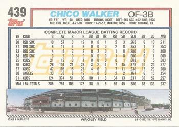 1992 Topps - Gold Winners #439 Chico Walker Back
