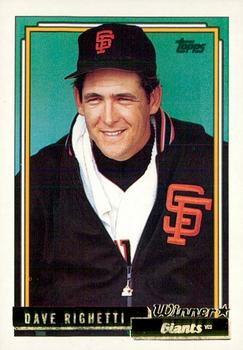 1992 Topps - Gold Winners #35 Dave Righetti Front