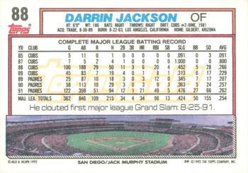 1992 Topps - Gold Winners #88 Darrin Jackson Back