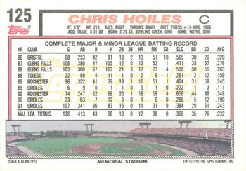 1992 Topps - Gold Winners #125 Chris Hoiles Back