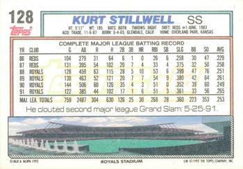 1992 Topps - Gold Winners #128 Kurt Stillwell Back