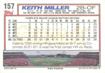 1992 Topps - Gold Winners #157 Keith Miller Back