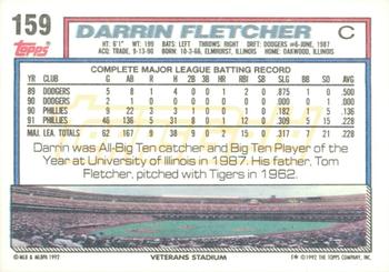 1992 Topps - Gold Winners #159 Darrin Fletcher Back