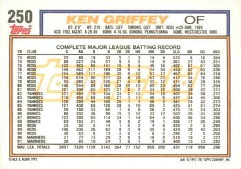 1992 Topps - Gold Winners #250 Ken Griffey Back