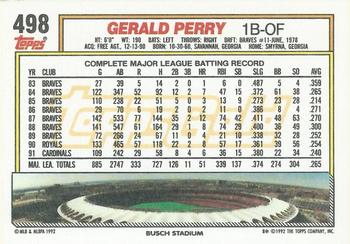 1992 Topps - Gold Winners #498 Gerald Perry Back