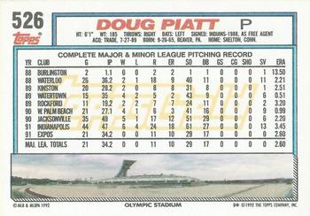 1992 Topps - Gold Winners #526 Doug Piatt Back