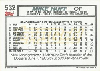 1992 Topps - Gold Winners #532 Mike Huff Back
