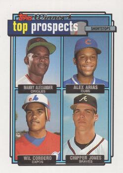 1992 Topps - Gold Winners #551 Manny Alexander / Alex Arias / Wil Cordero / Chipper Jones Front