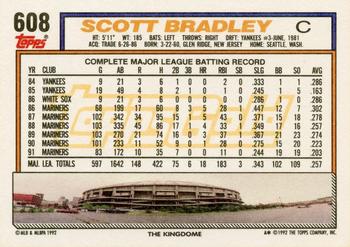 1992 Topps - Gold Winners #608 Scott Bradley Back