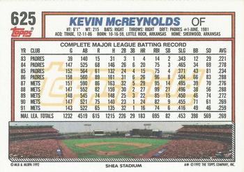 1992 Topps - Gold Winners #625 Kevin McReynolds Back