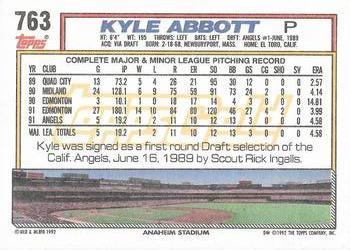 1992 Topps - Gold Winners #763 Kyle Abbott Back