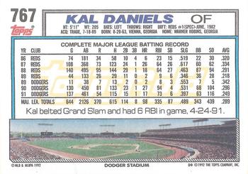 1992 Topps - Gold Winners #767 Kal Daniels Back