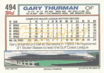 1992 Topps - Gold Winners #494 Gary Thurman Back