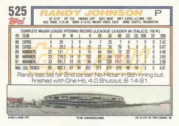 1992 Topps - Gold Winners #525 Randy Johnson Back