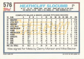 1992 Topps - Gold Winners #576 Heathcliff Slocumb Back