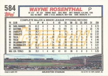 1992 Topps - Gold Winners #584 Wayne Rosenthal Back