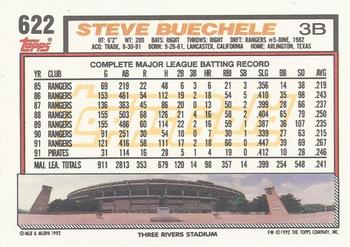 1992 Topps - Gold Winners #622 Steve Buechele Back