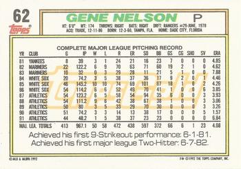 1992 Topps - Gold Winners #62 Gene Nelson Back