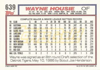 1992 Topps - Gold Winners #639 Wayne Housie Back