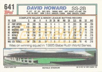 1992 Topps - Gold Winners #641 David Howard Back