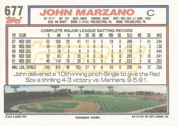 1992 Topps - Gold Winners #677 John Marzano Back