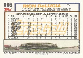 1992 Topps - Gold Winners #686 Rich DeLucia Back