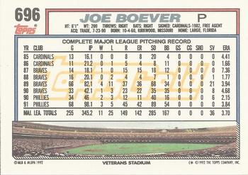 1992 Topps - Gold Winners #696 Joe Boever Back