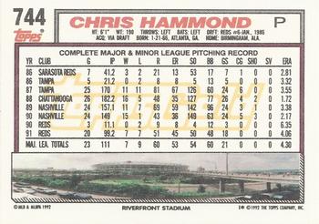 1992 Topps - Gold Winners #744 Chris Hammond Back