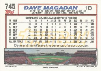1992 Topps - Gold Winners #745 Dave Magadan Back